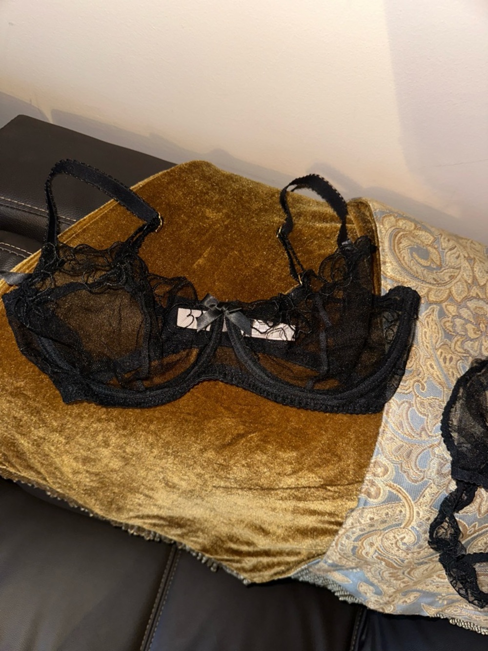 Agent provocateur Sheer Black Lace Bra - Delicate Mesh Design bra and panties